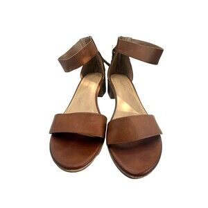 City Classified Womens Brown Strappy Sandals Size 10 Ankle Strap Back Zip Heel